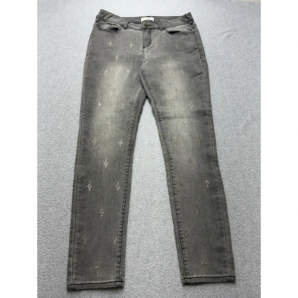 Sundance Jeans Womens 29x26 Gray Charcoal Wash Primrose Sequin Skinny Stretch
